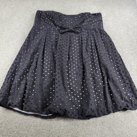 Torrid Womens Eyelet Top 20 Black Strapless Balloon Hem Lined Pleated - Picture 10 of 12